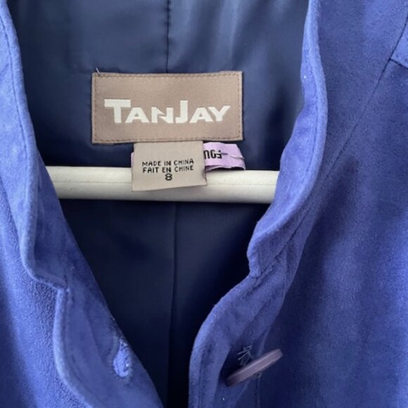Tan Jay Jacket VTG - Vibrant Blue - soft faux suede material -large size 8 - Picture 2 of 7